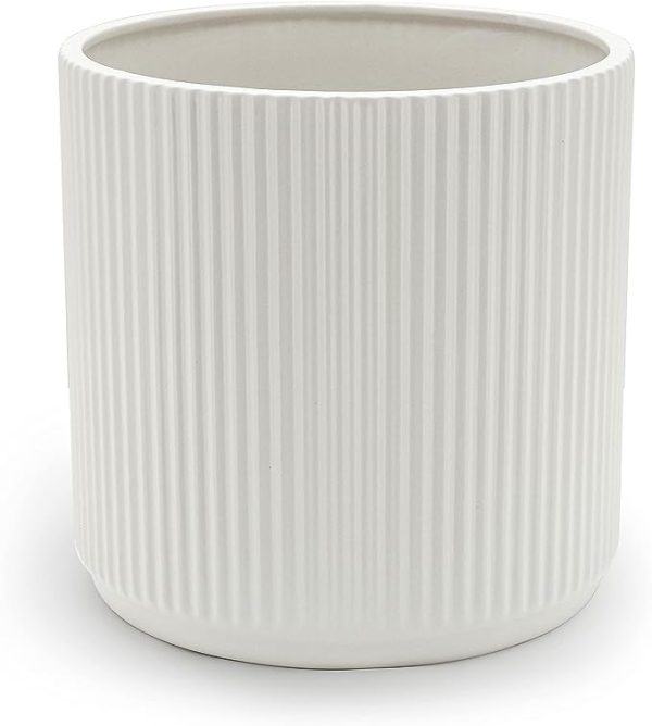 Fluted Round Ceramic Planter Pot